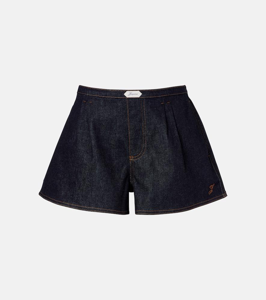 jacquemus logo denim shorts
