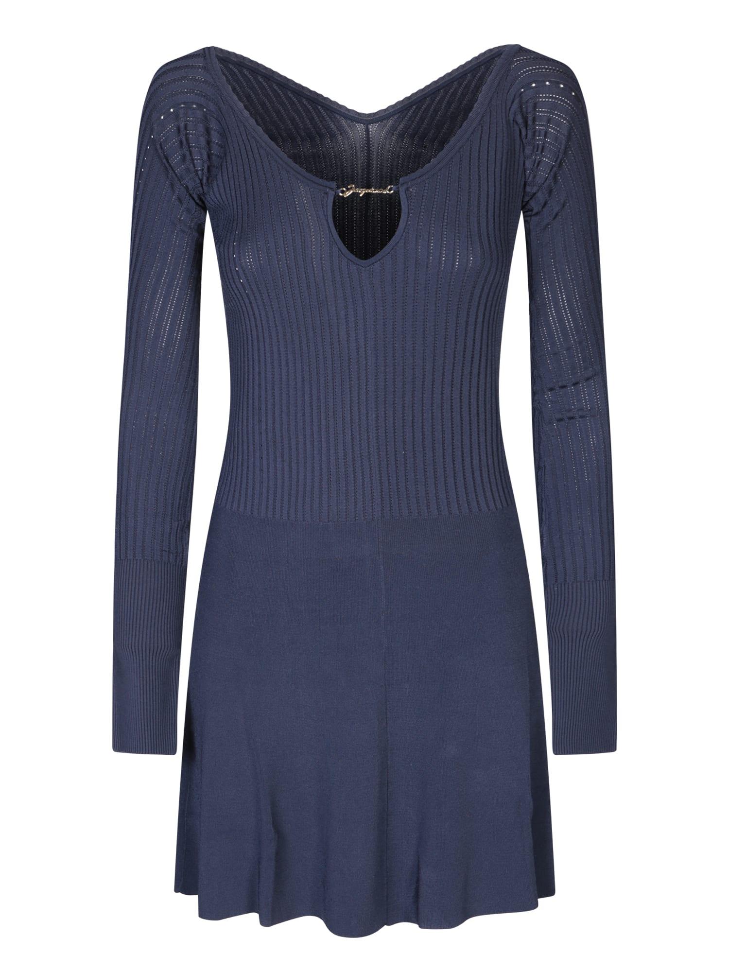 jacquemus long sleeve scalloped mini dress