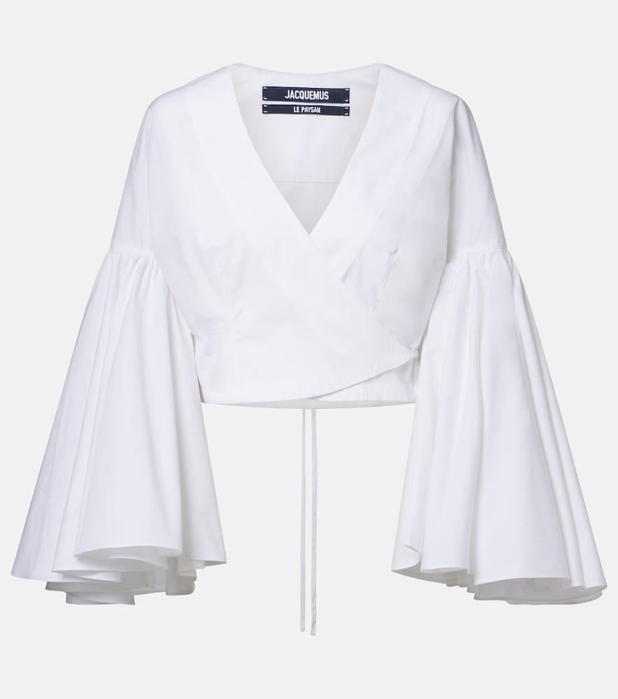 jacquemus paysan cotton poplin wrap top