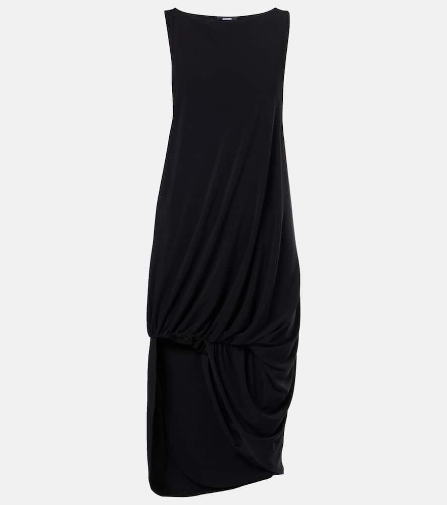 jacquemus peplo draped jersey midi dress