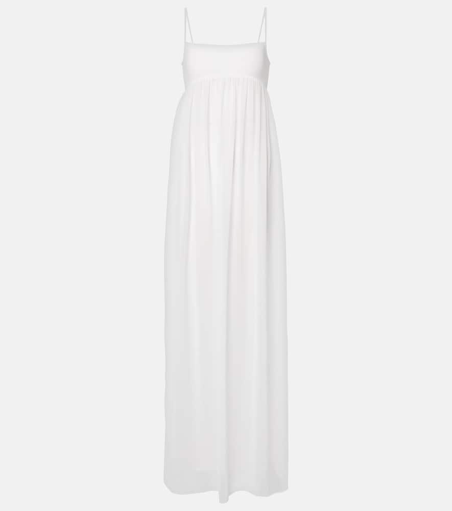 jacquemus peplo jersey and muslin maxi dress