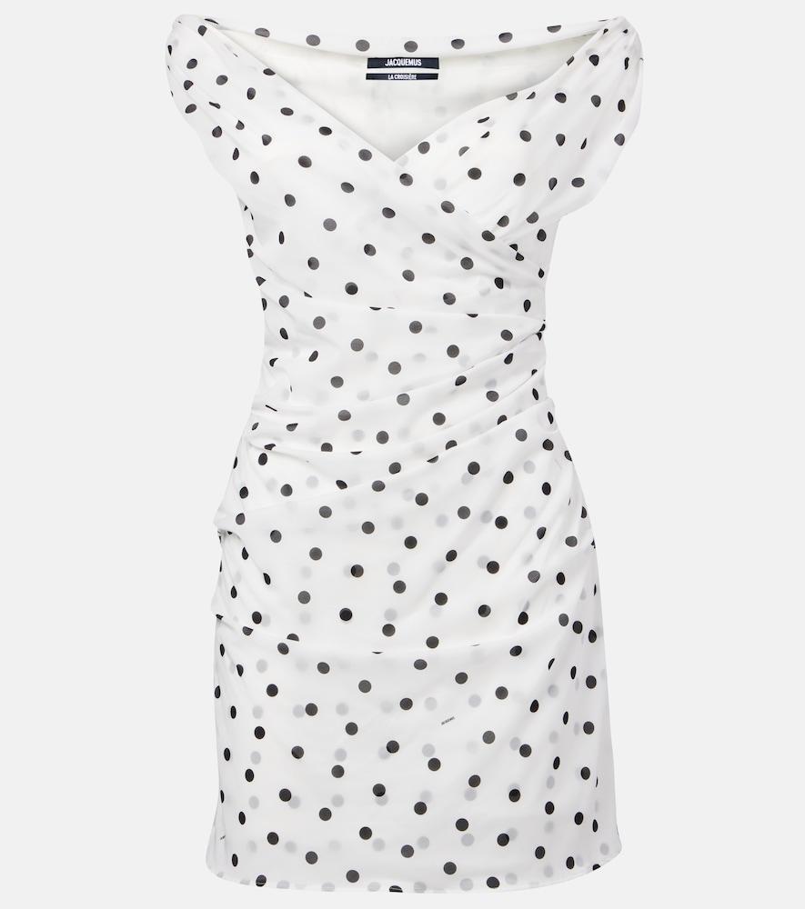 jacquemus rita draped polka-dot minidress