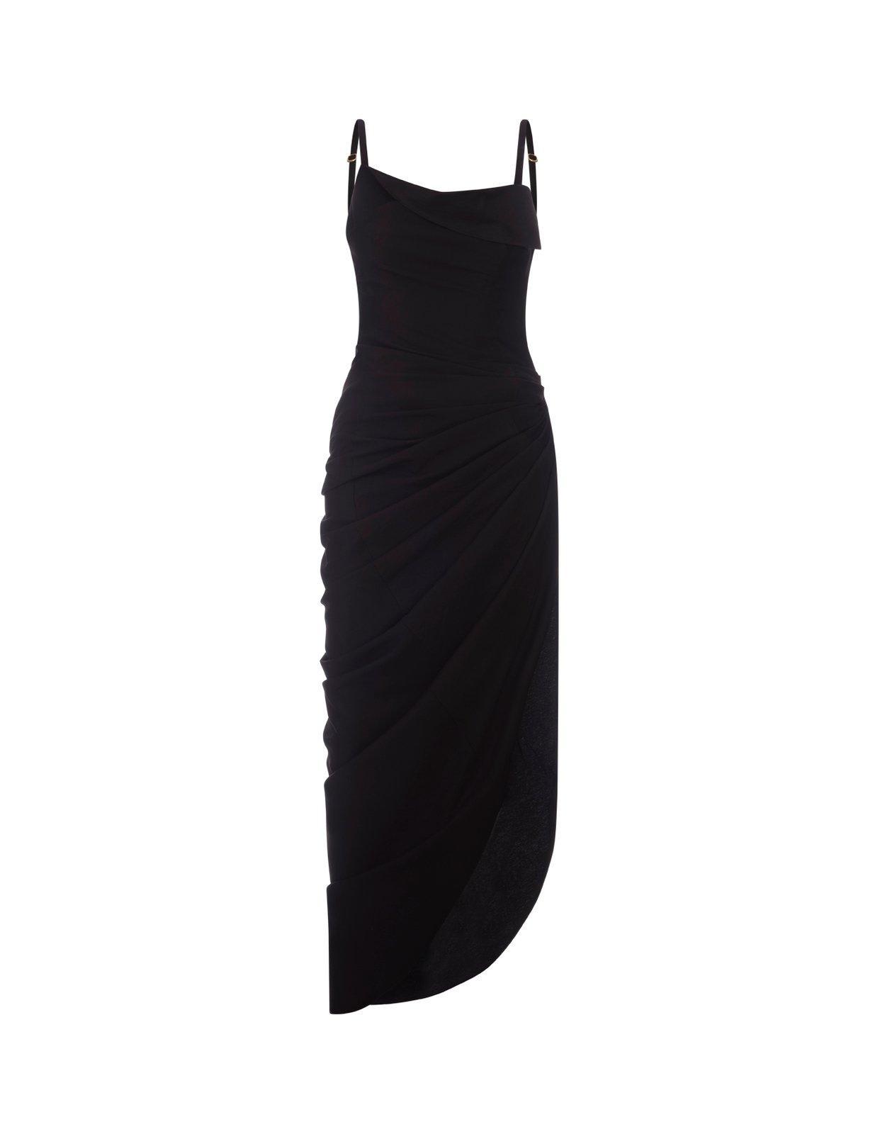 jacquemus ruched strapped dress