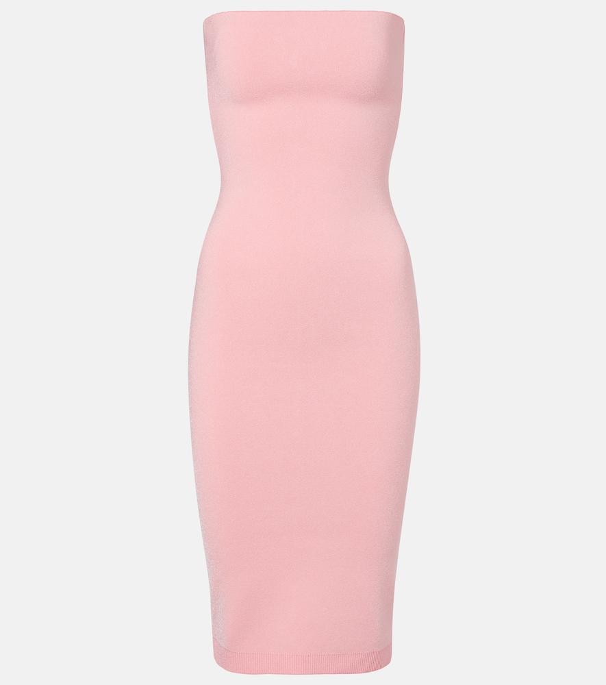 jacquemus sera strapless piqué midi dress