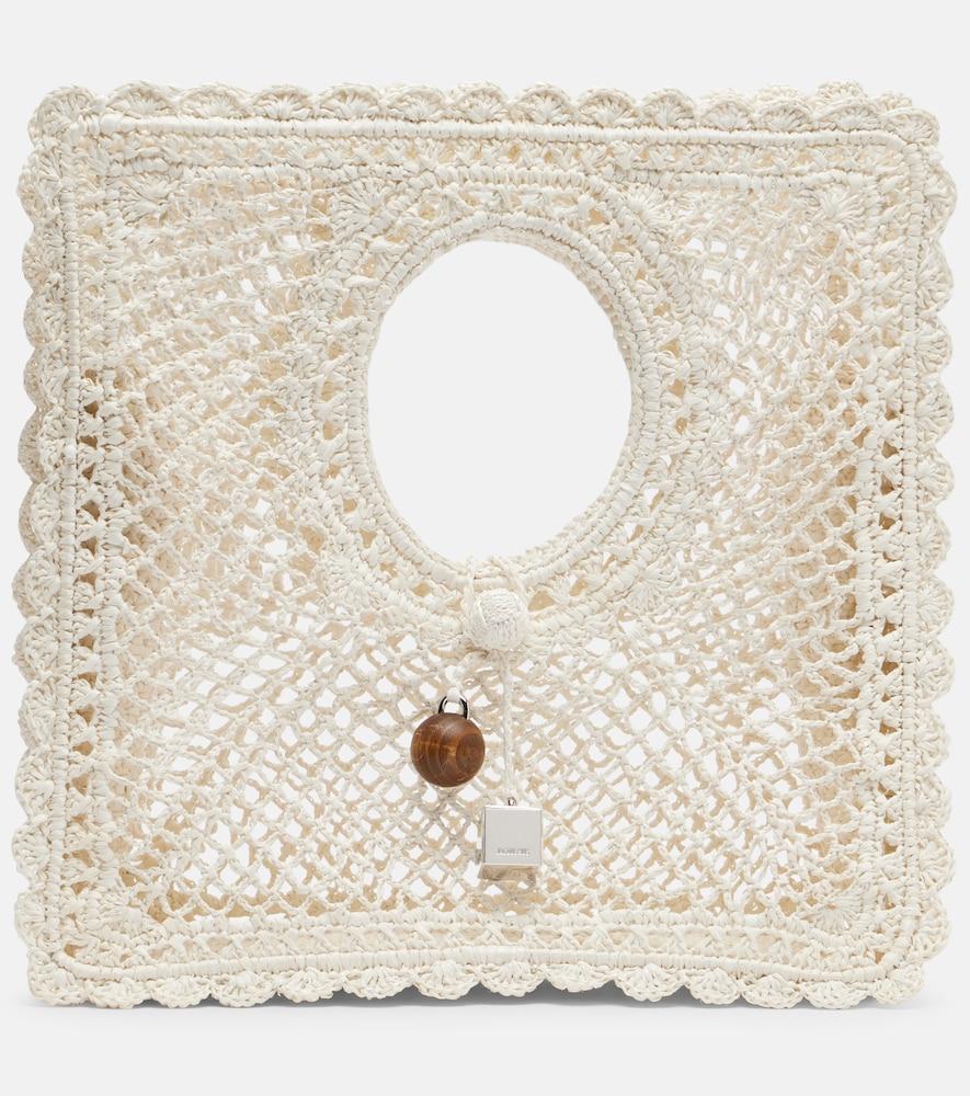 jacquemus spiaggia small lace tote bag
