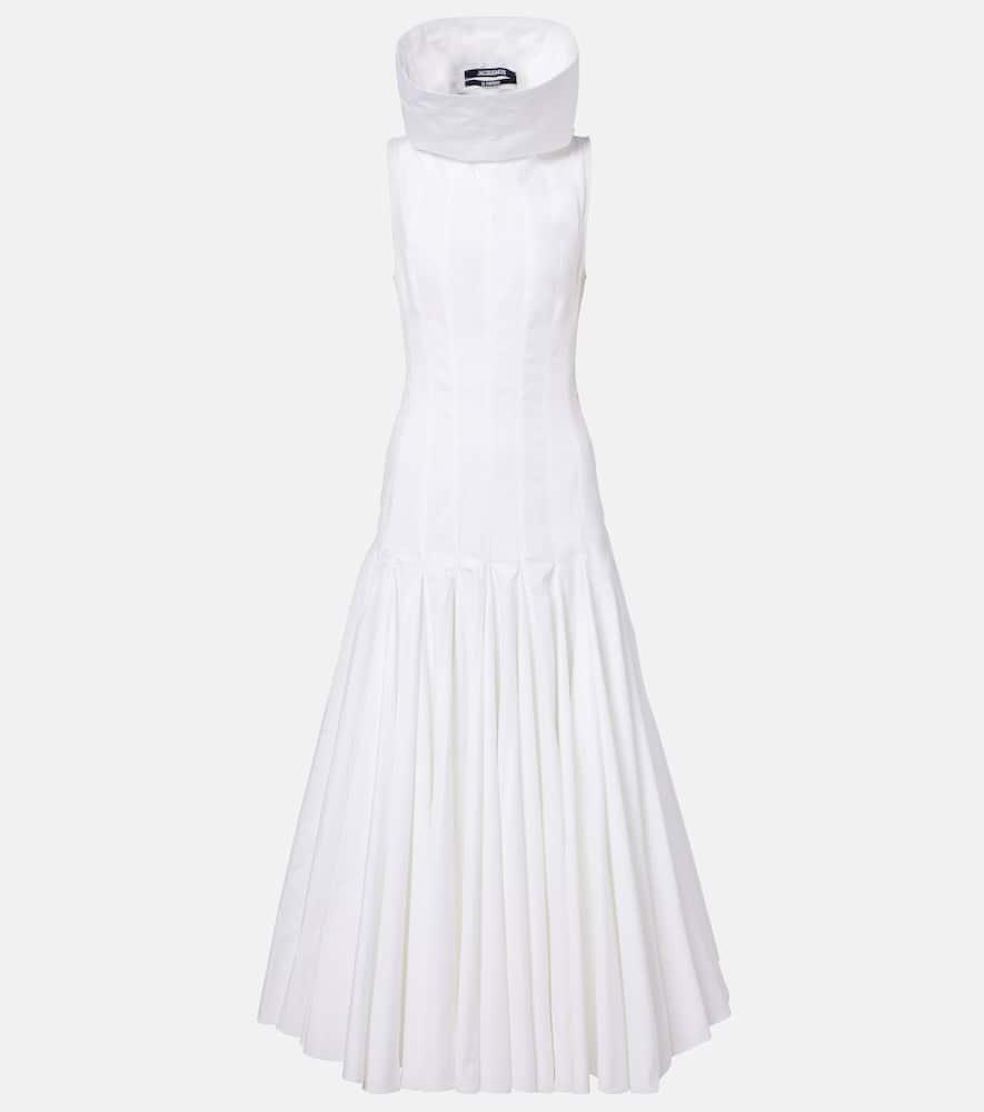 jacquemus triana cotton poplin midi dress