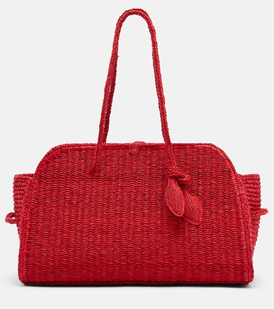 jacquemus turismo small raffia bowling bag