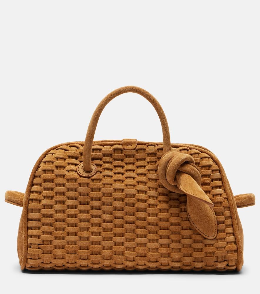 jacquemus turismo small woven suede bowling bag
