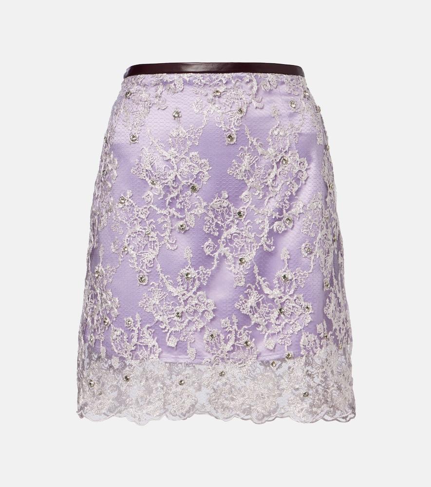 jacques wei embellished lace miniskirt
