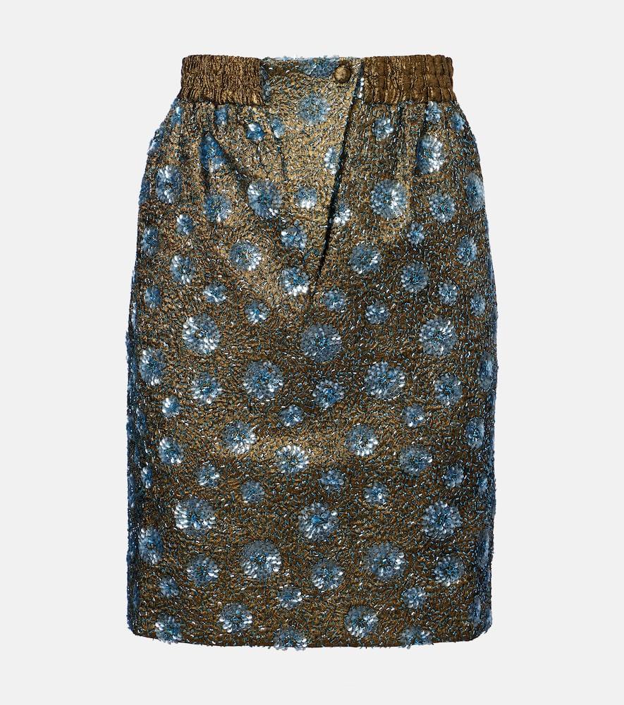 jacques wei floral sequined pencil skirt