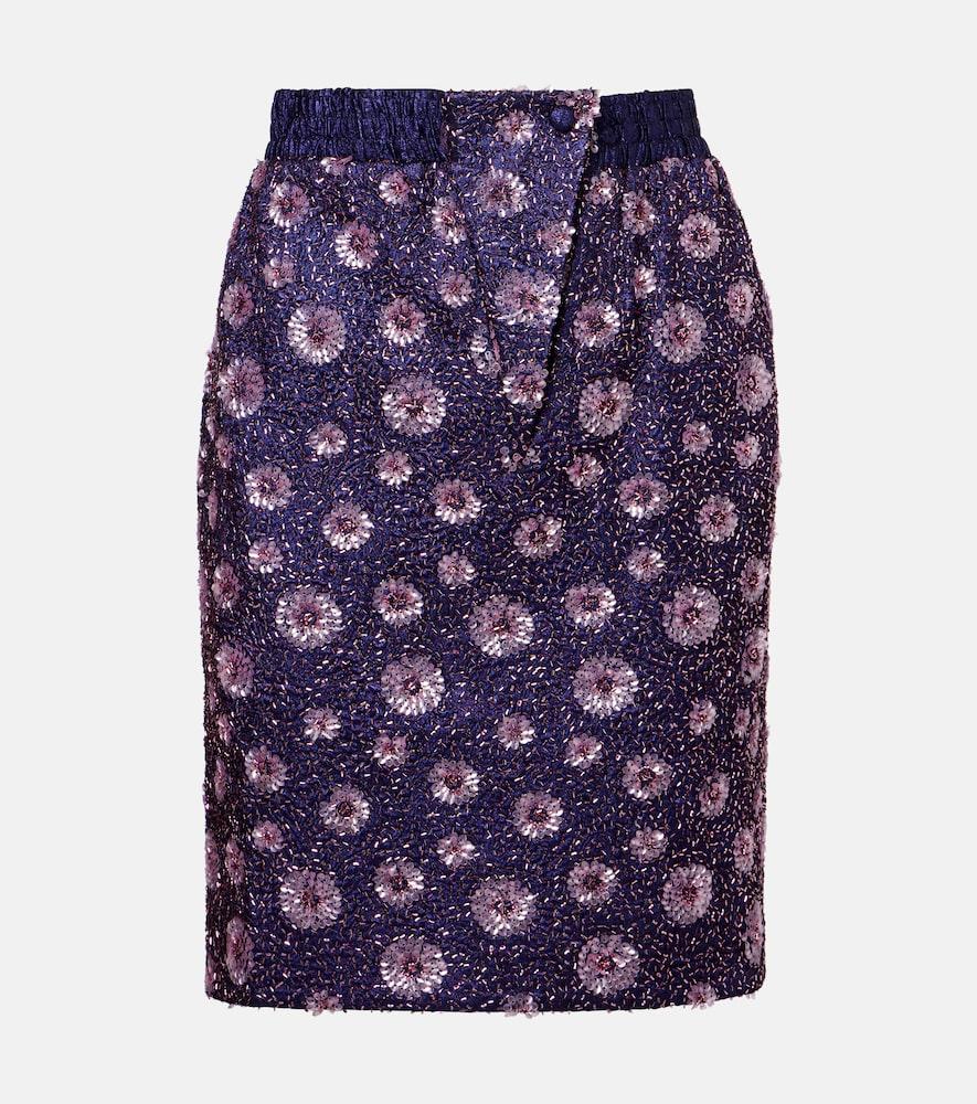 jacques wei floral sequined pencil skirt