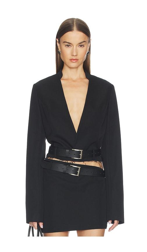 jade cropper cropped blazer in black.