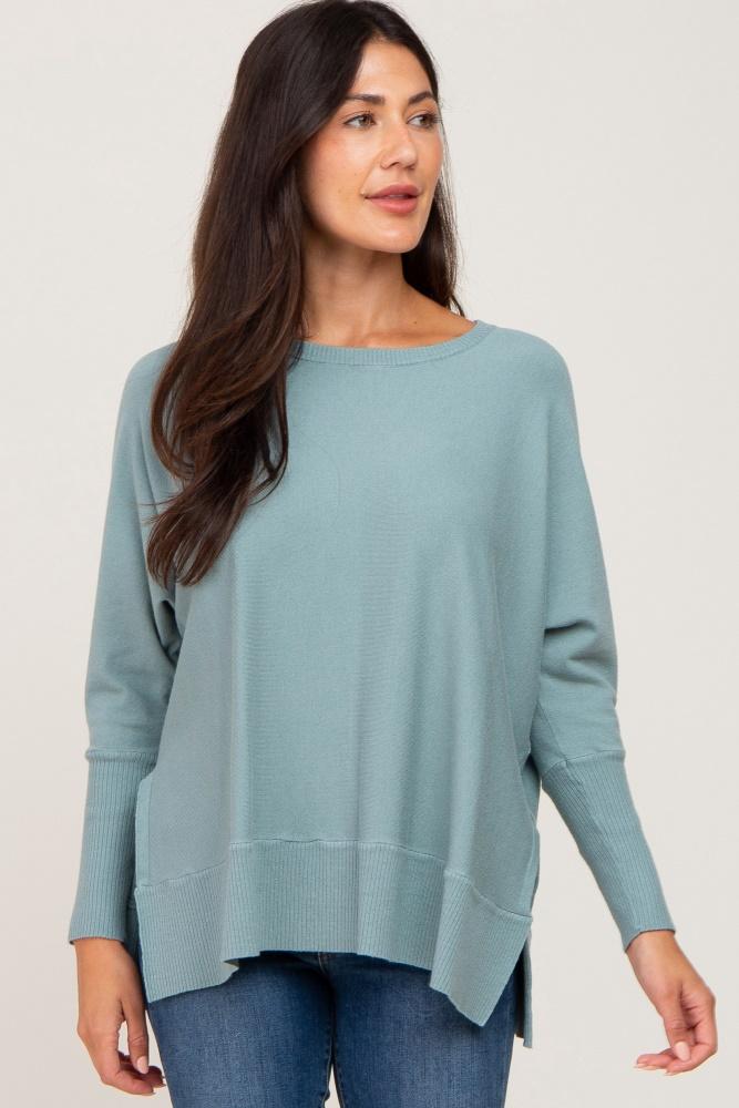 jade dolman sleeve side slit sweater