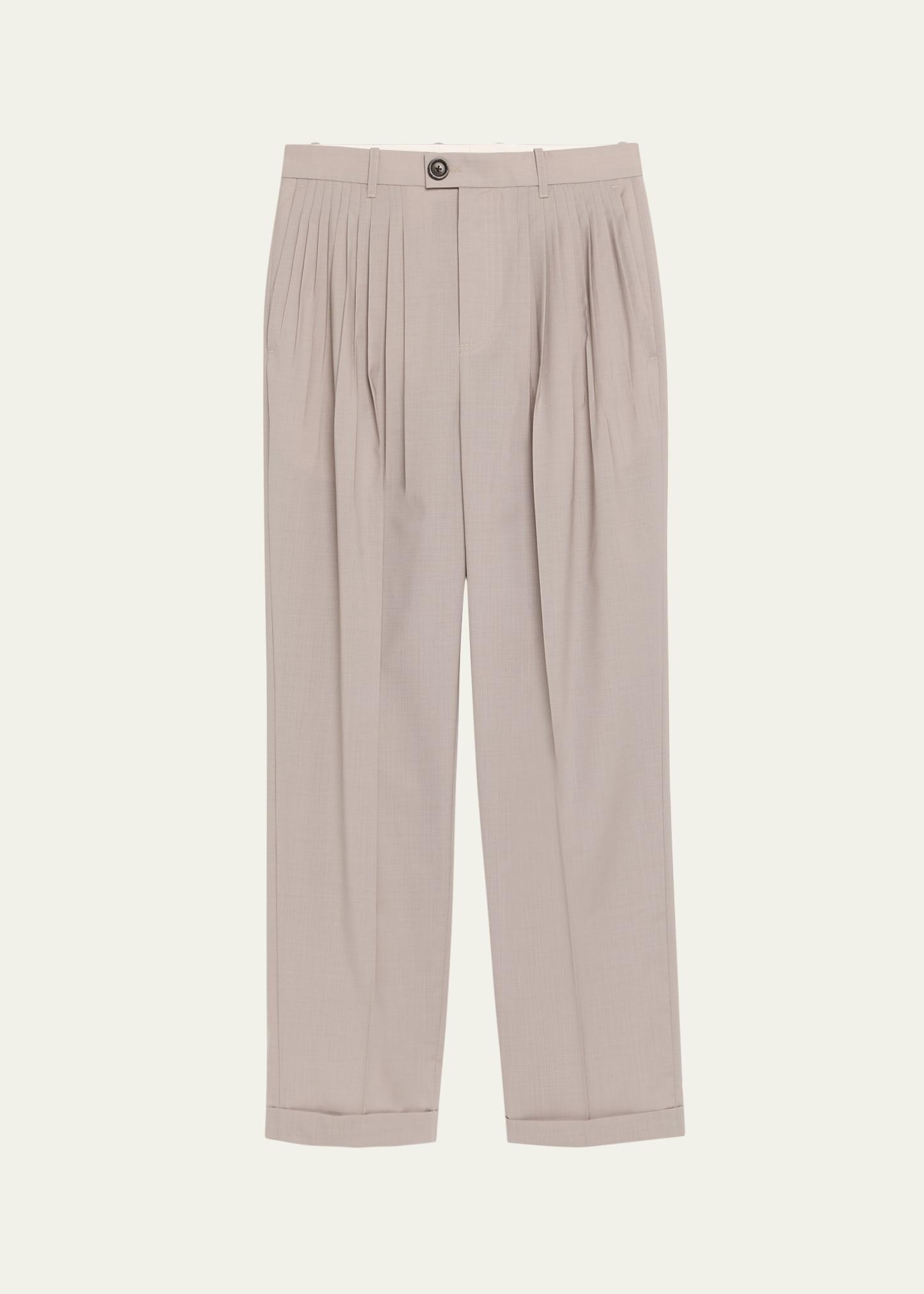 jade pleated straight-leg pants