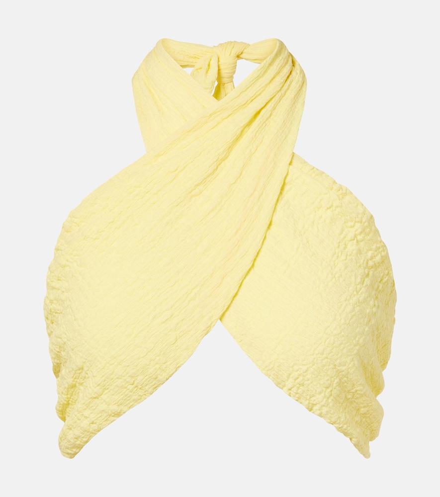 jade swim aylin halterneck seersucker crop top