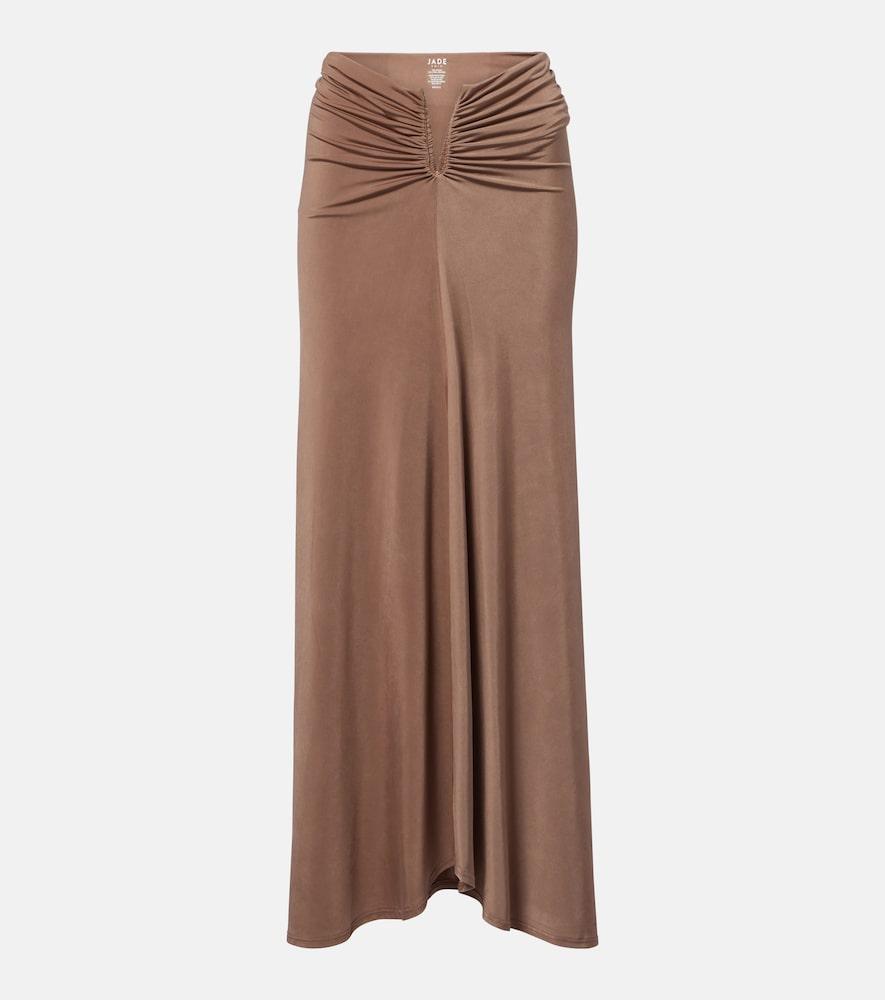 jade swim skyla ruched jersey maxi skirt