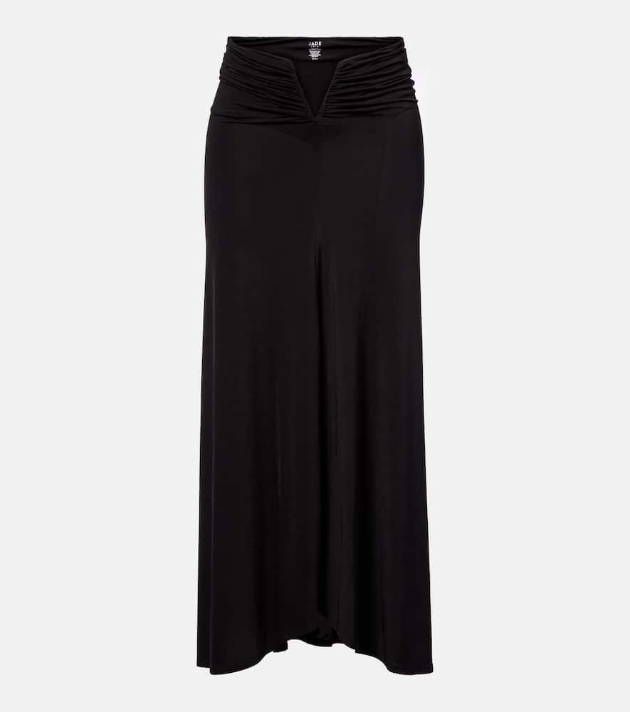 jade swim skyla ruched jersey maxi skirt