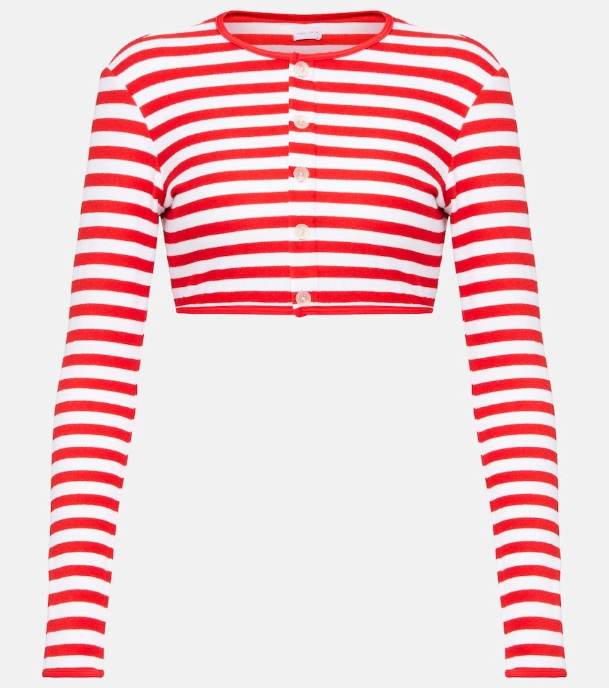 jade swim striped cropped terry cardigan