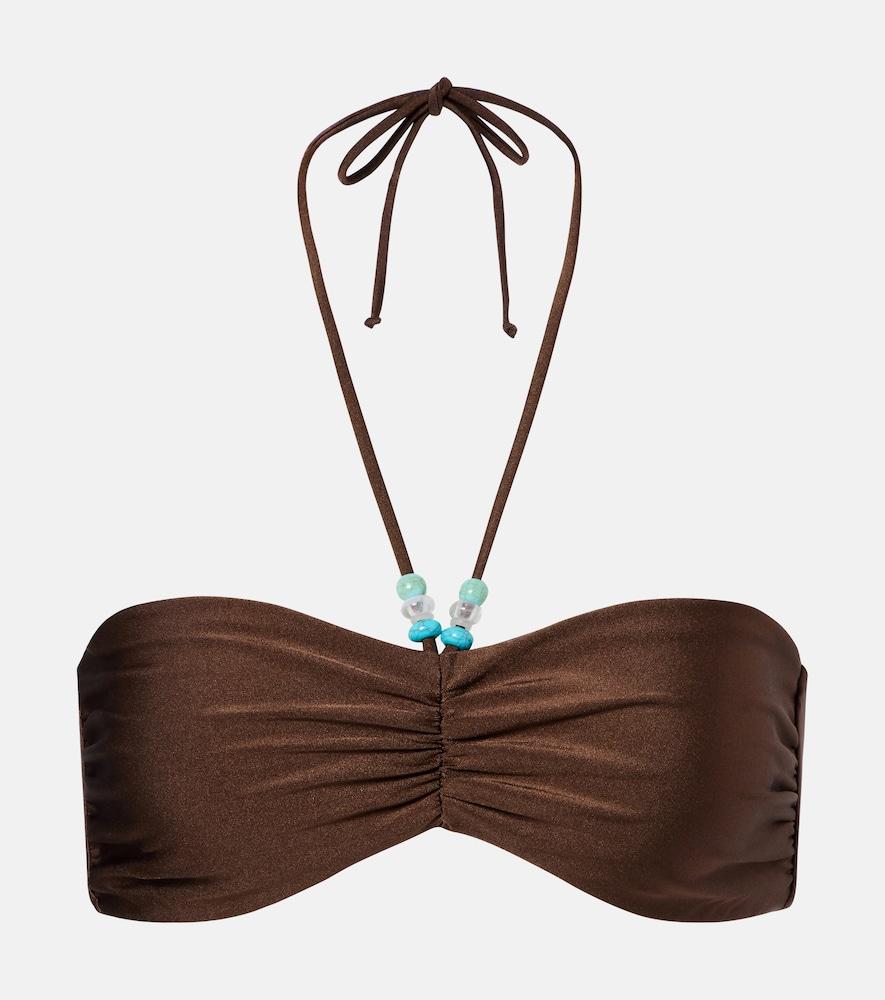 jade swim zoe beaded ruched bikini top