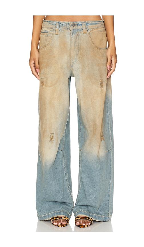 jaded london colossus wide leg jeans in denim-light.