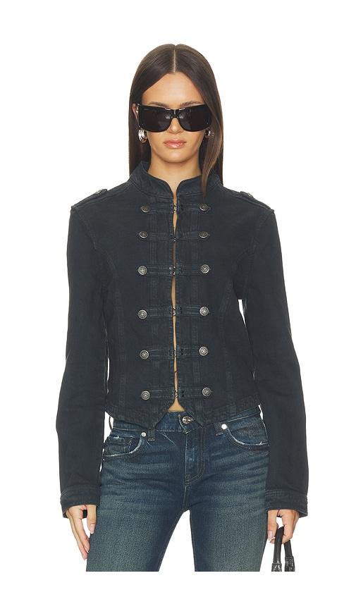 jaded london drummer jacket in black.