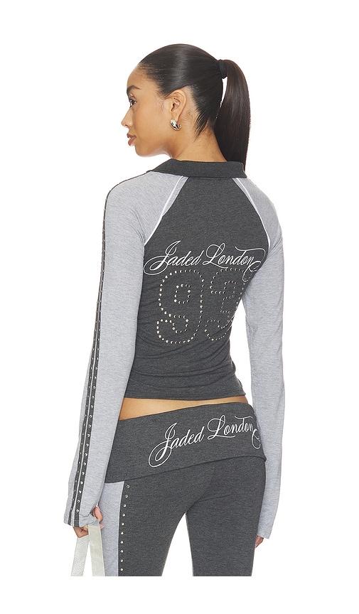 jaded london football baby tee studded in grey.