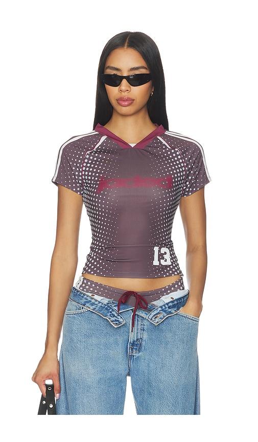jaded london illusion print football baby tee in charcoal.