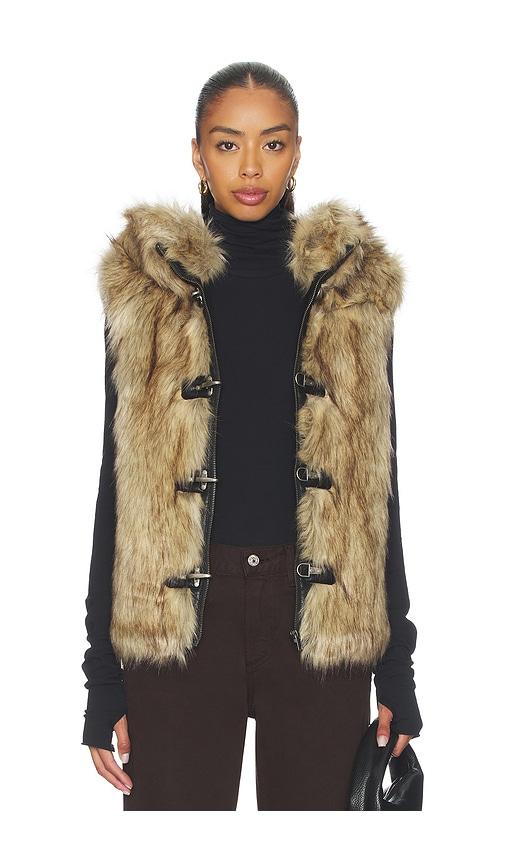 jaded london mendoza faux fur gilet in blonde.