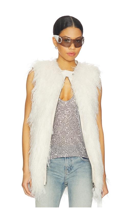 jaded london mongolian biker gilet in white.
