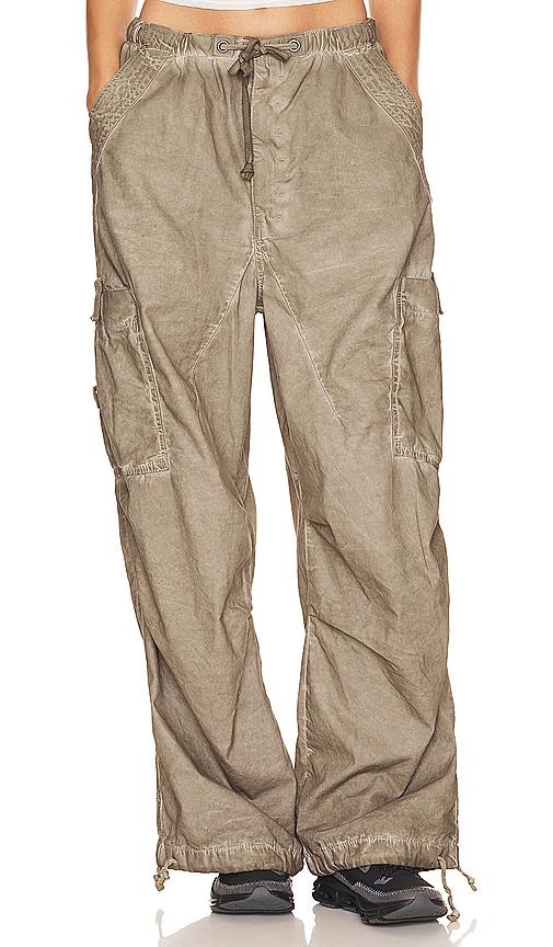 jaded london oil wash parachute pants in beige.