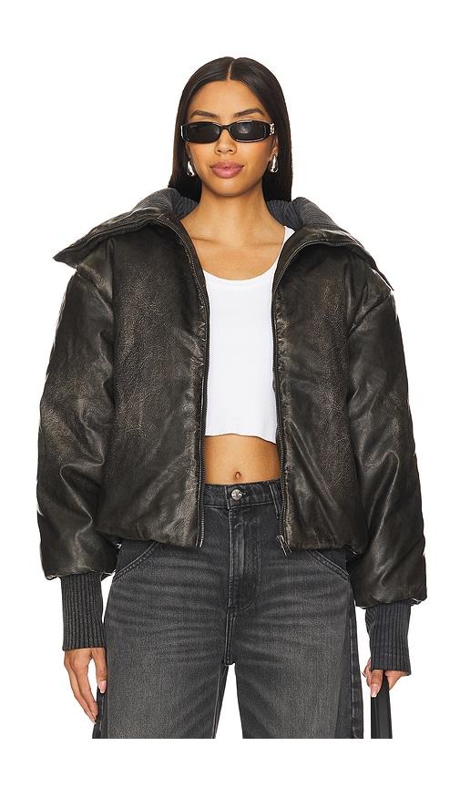 jaded london puffer bomber in black.