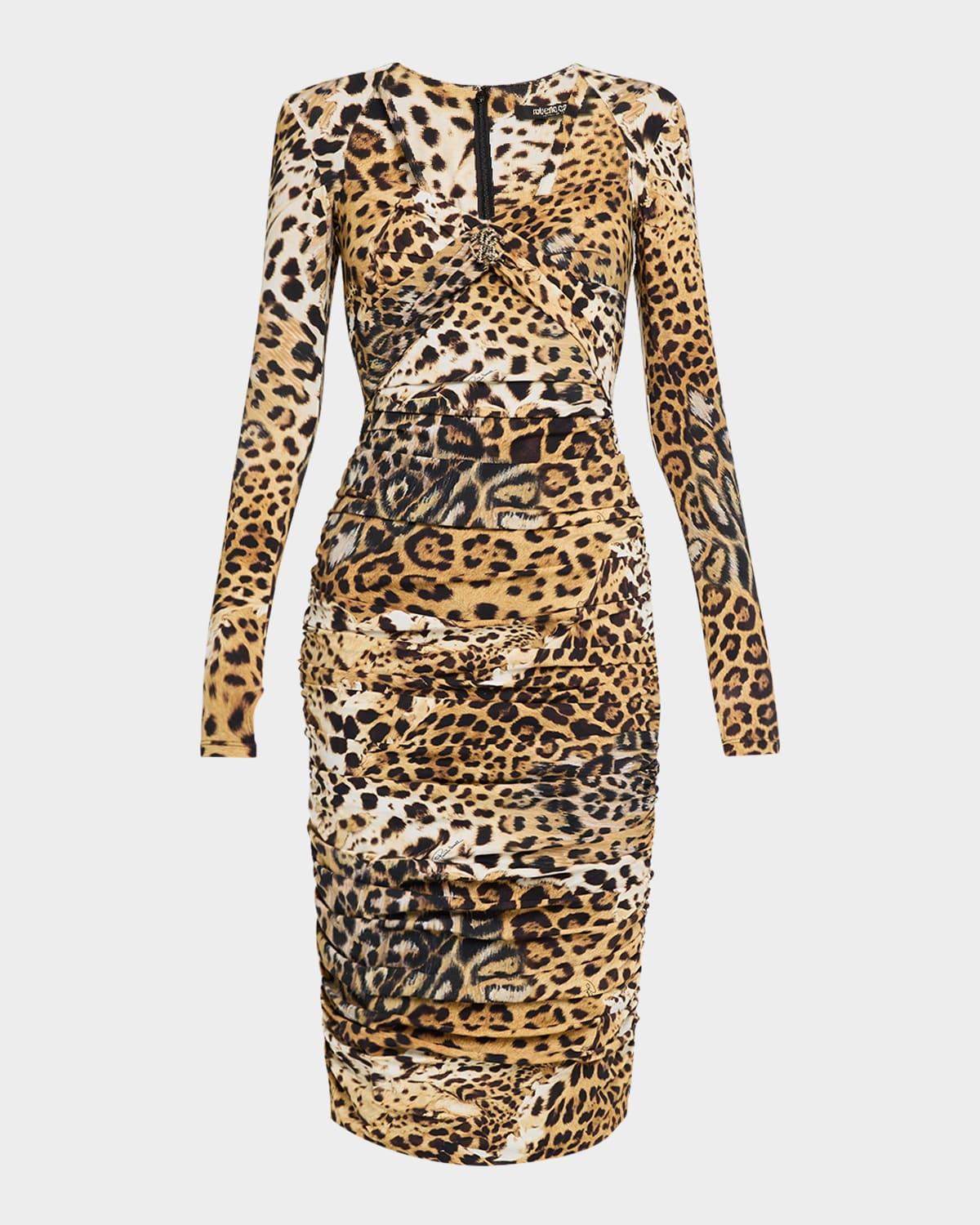 jaguar-print jersey strappy midi dress