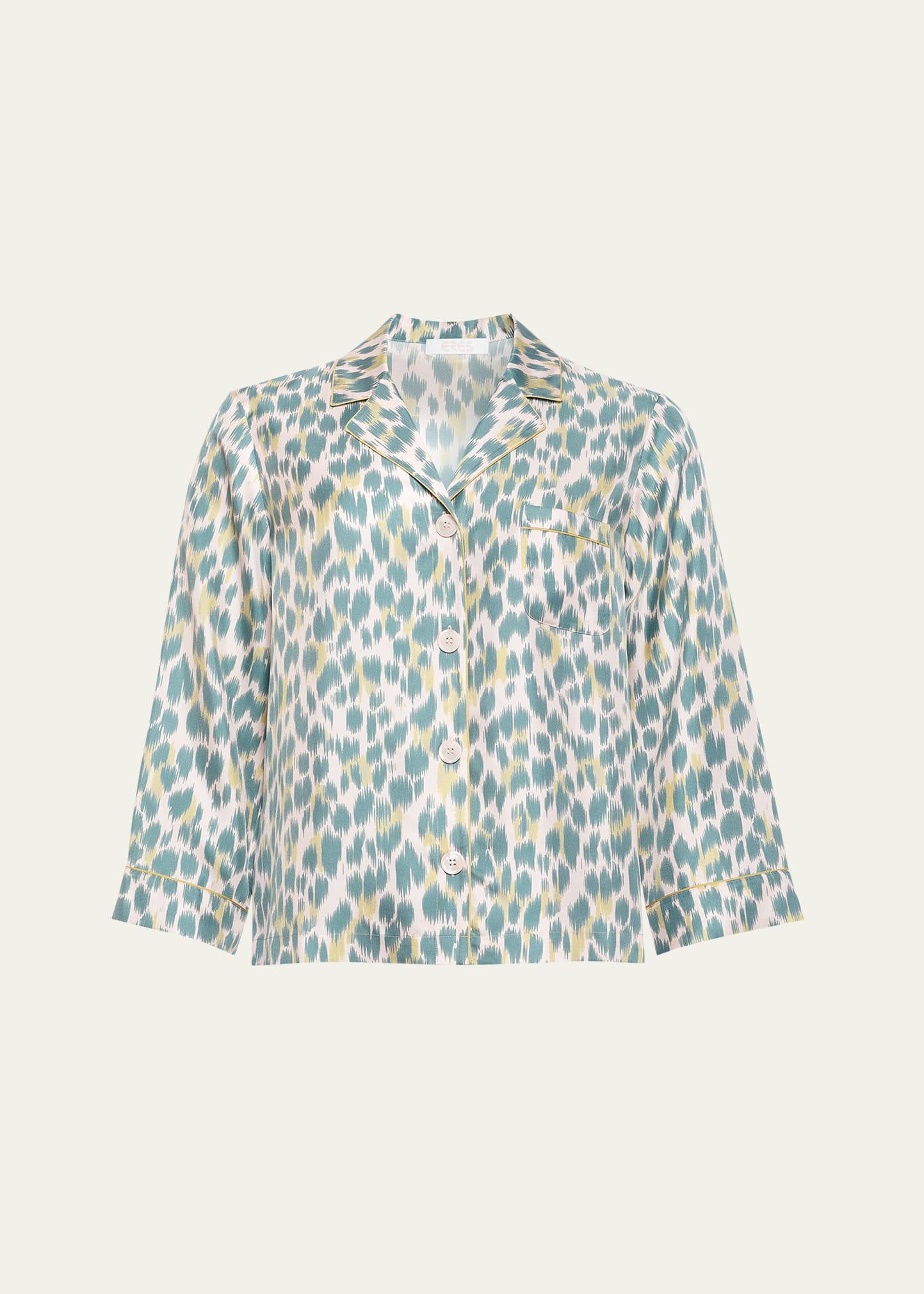 jaguar-print silk shirt