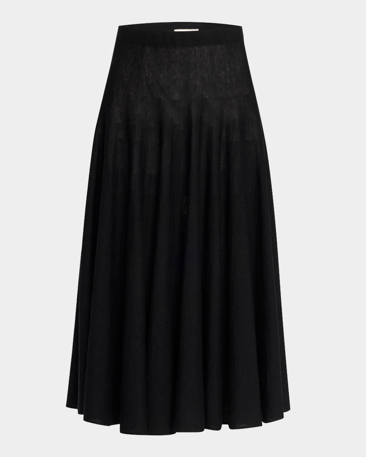 jaliah cotton-linen knit midi skirt