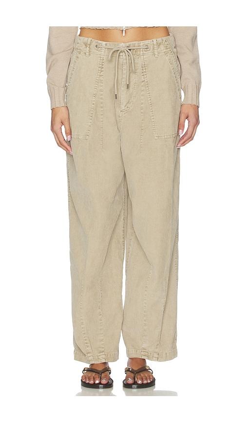 james perse fine wale stretch cord pant in beige.