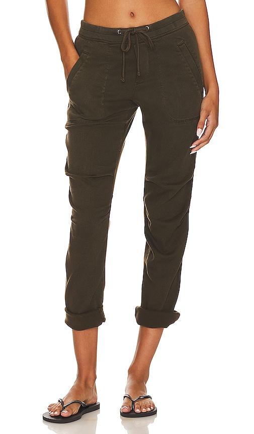 james perse soft drape utility pant in smoky green in green.