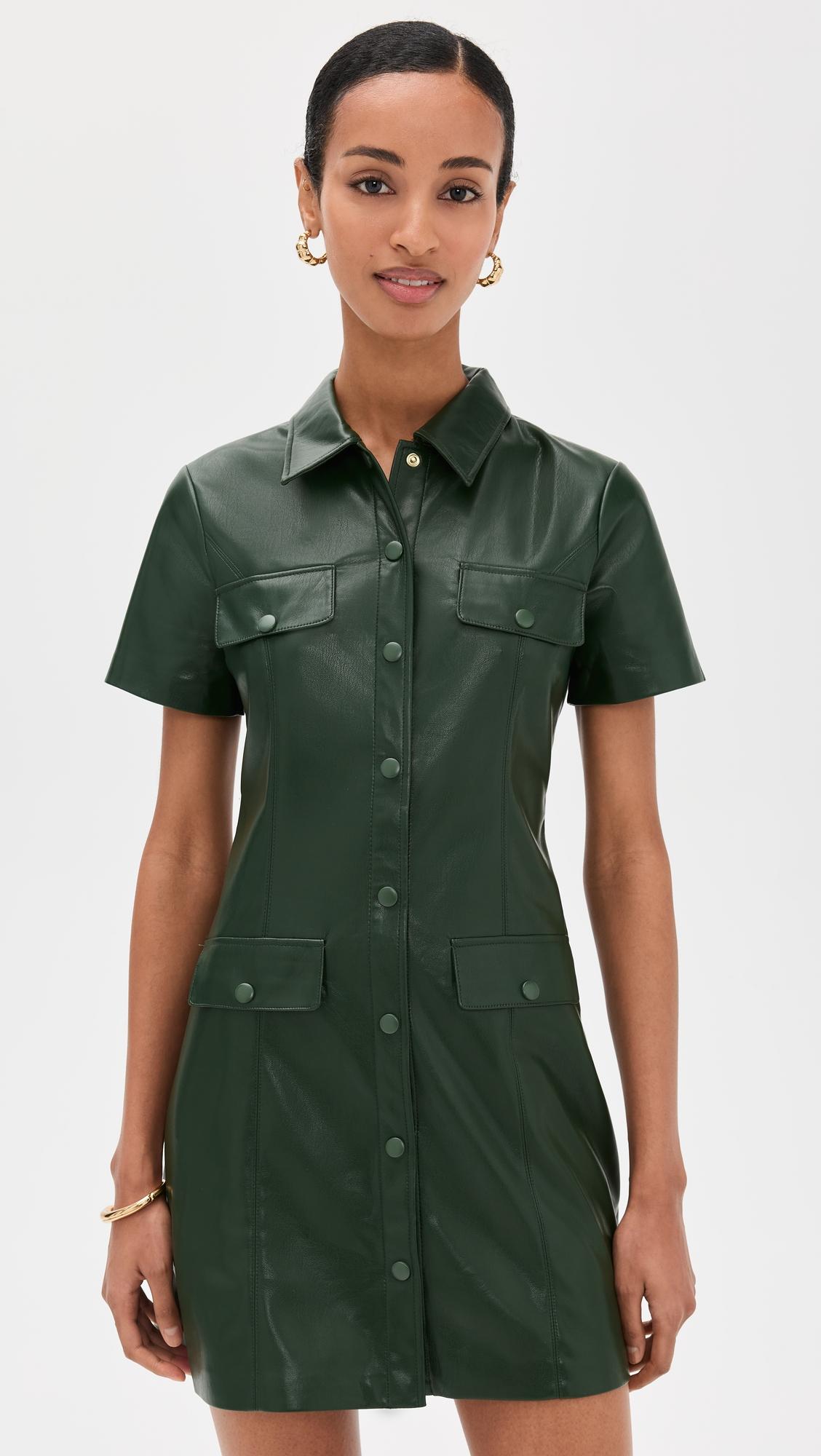 jamie vegan leather collared mini dress