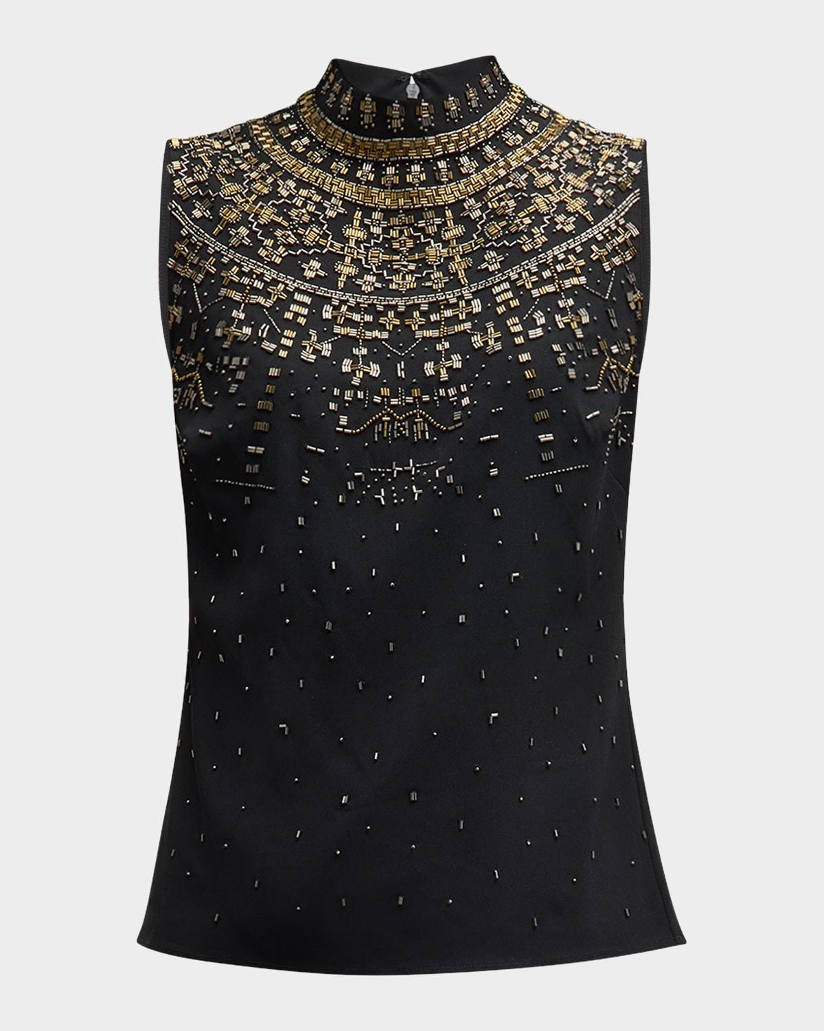 jammie beaded mock-neck blouse