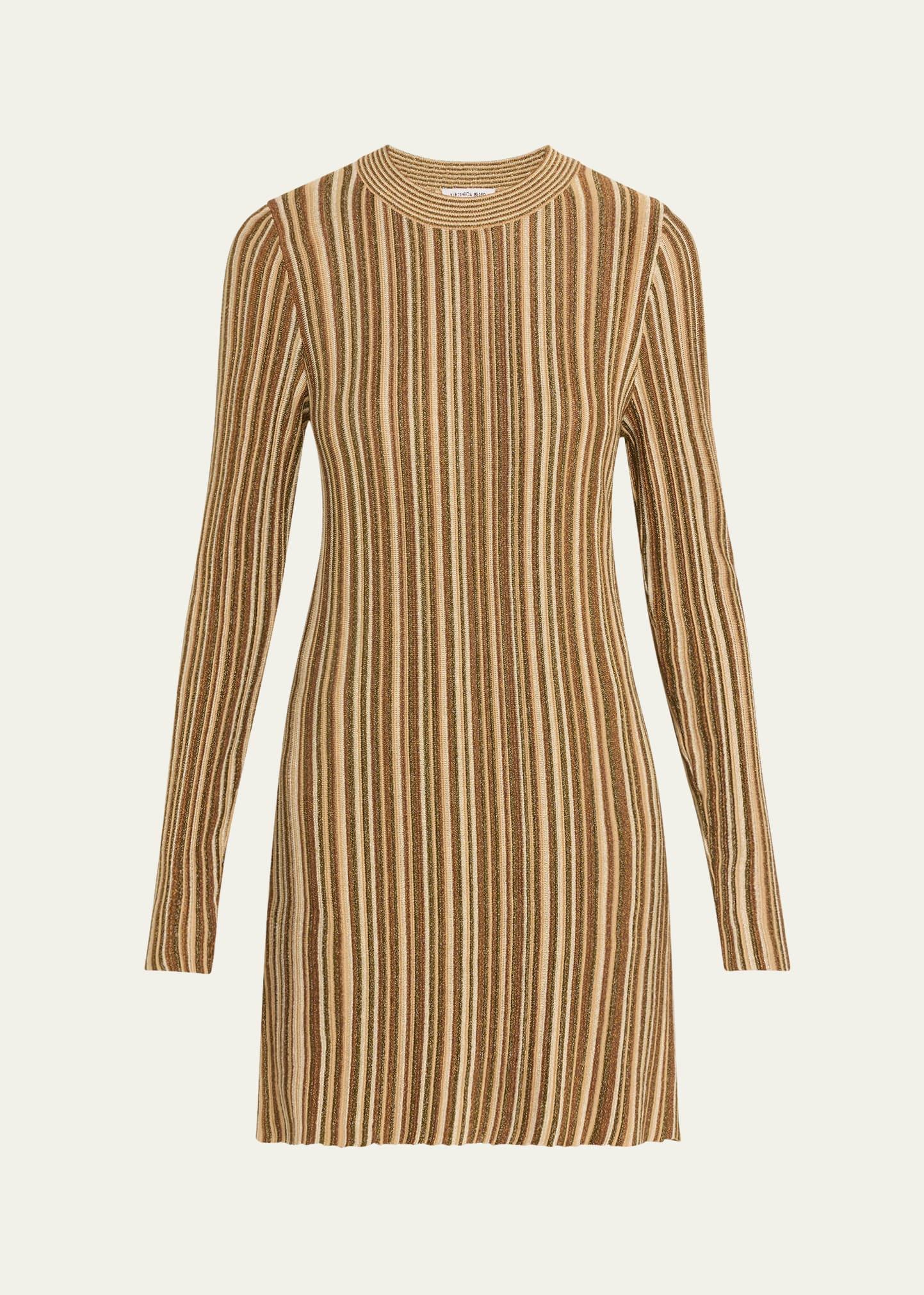 jane stripe long-sleeve mini dress