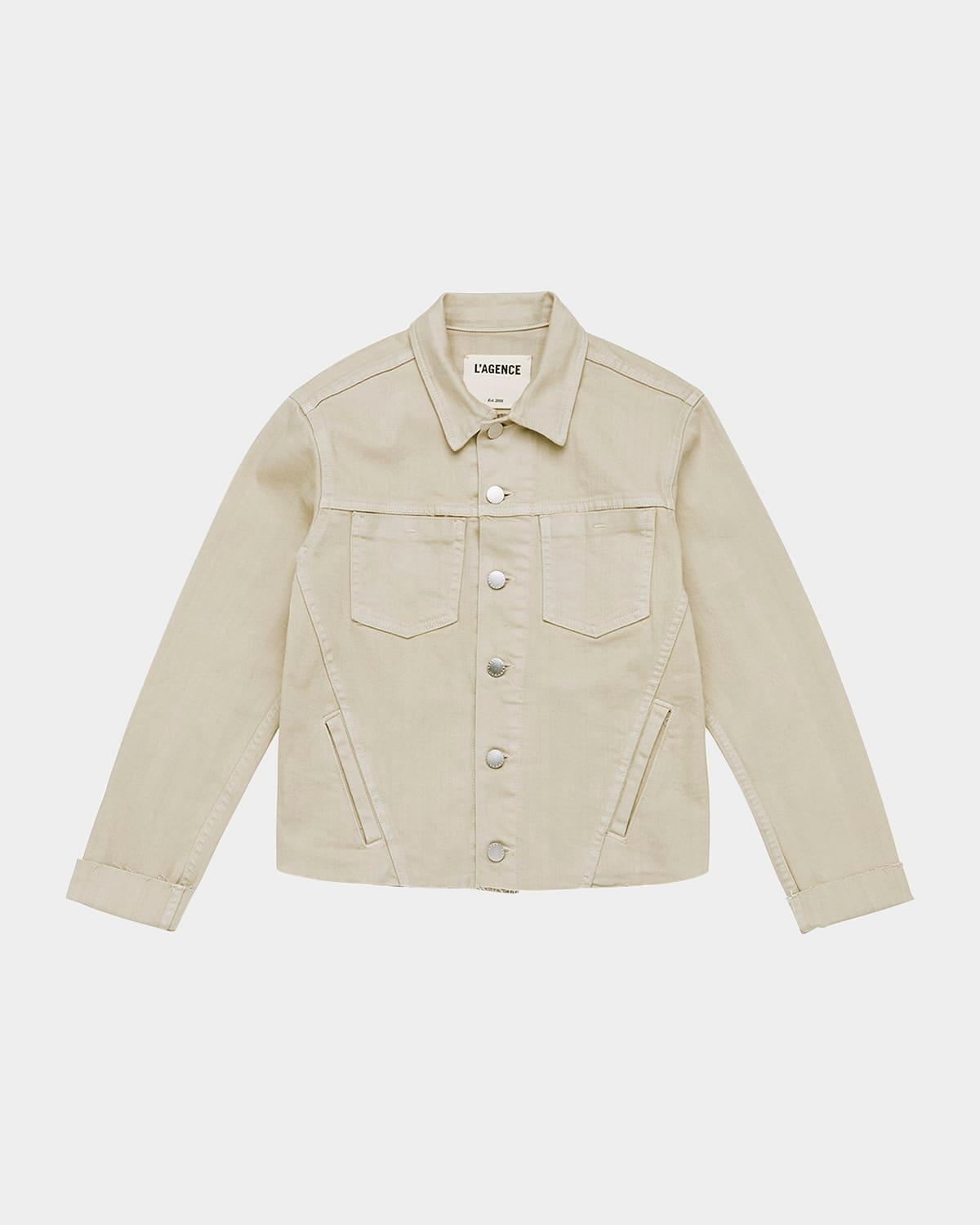 janelle slim cropped jean jacket with raw hem