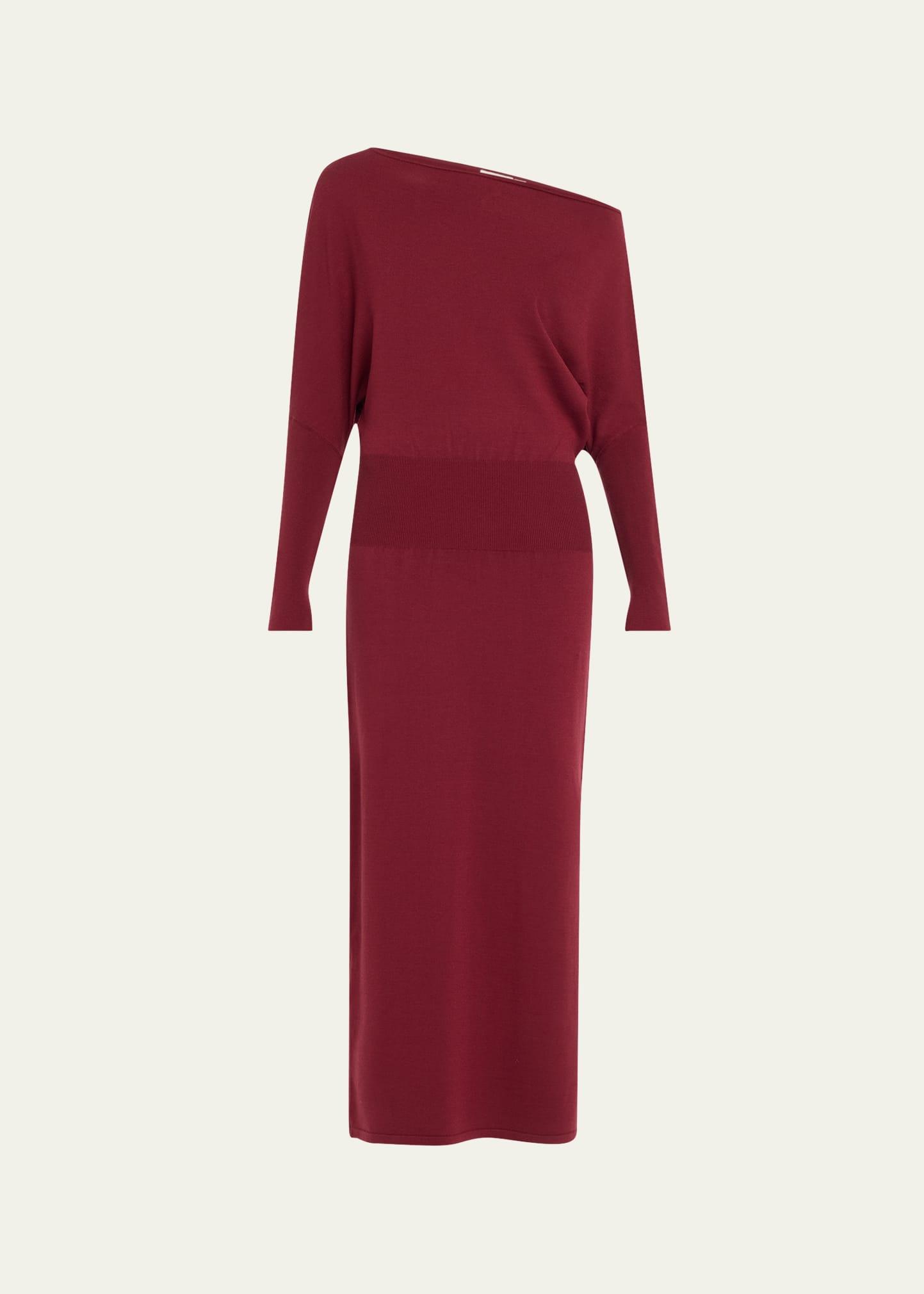 janese one-shoulder wool-blend midi dress