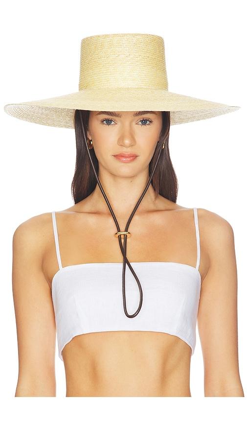 janessa leone roma wide brim hat in beige.