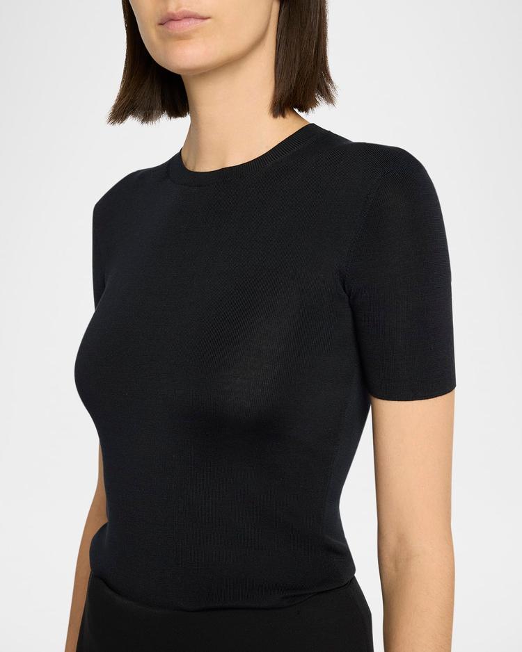 jannat classic fitted silk knit top
