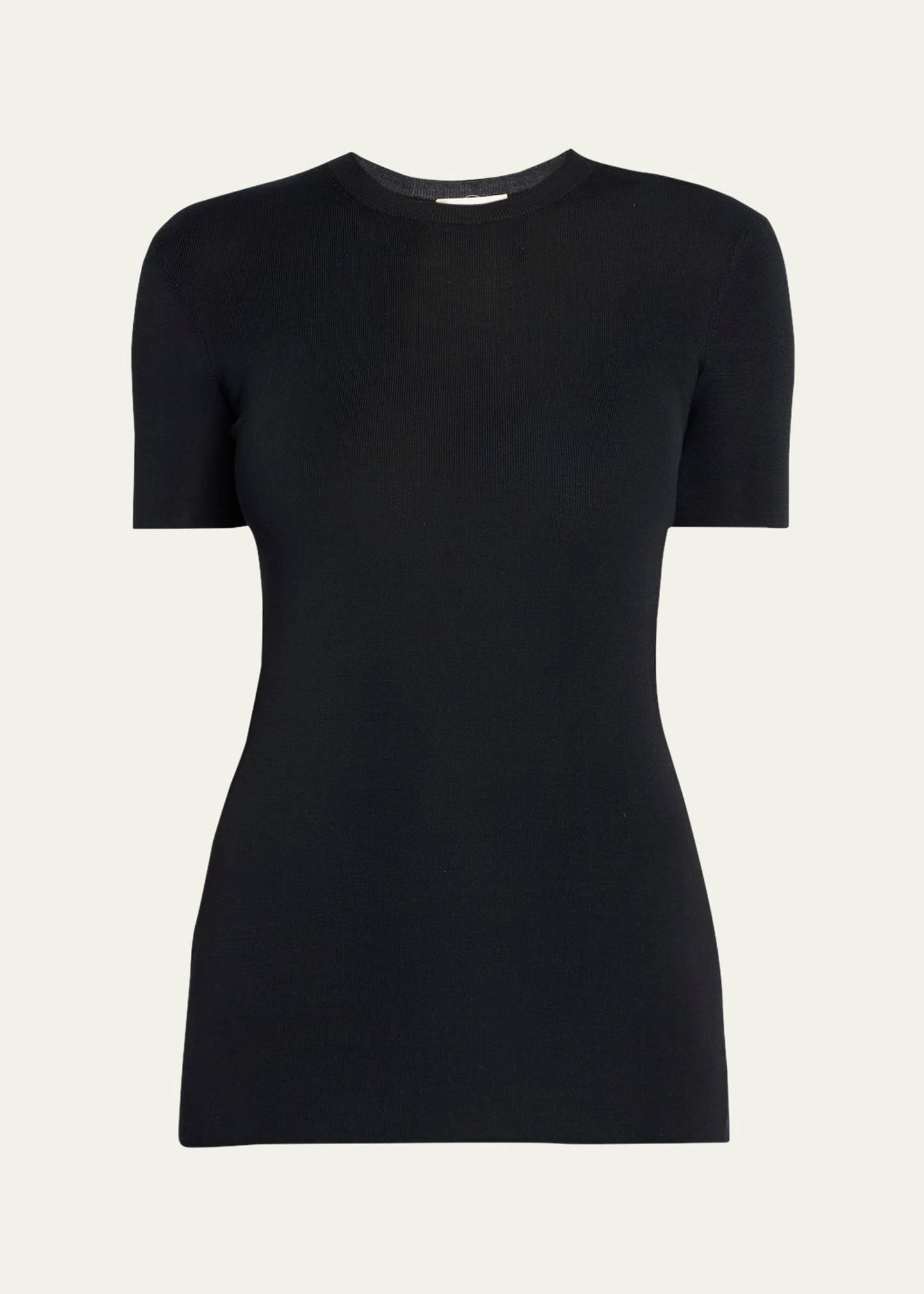 jannat classic fitted silk knit top