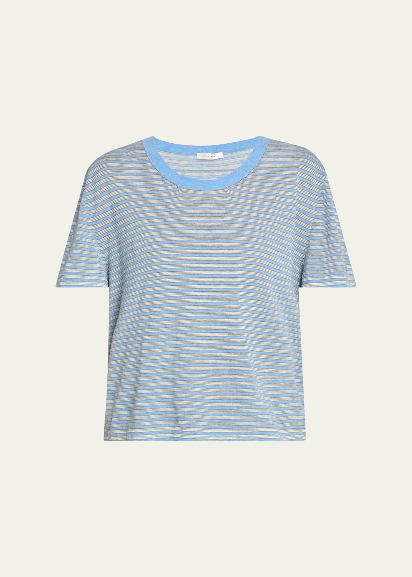 jansu striped short-sleeve cotton-cashmere top