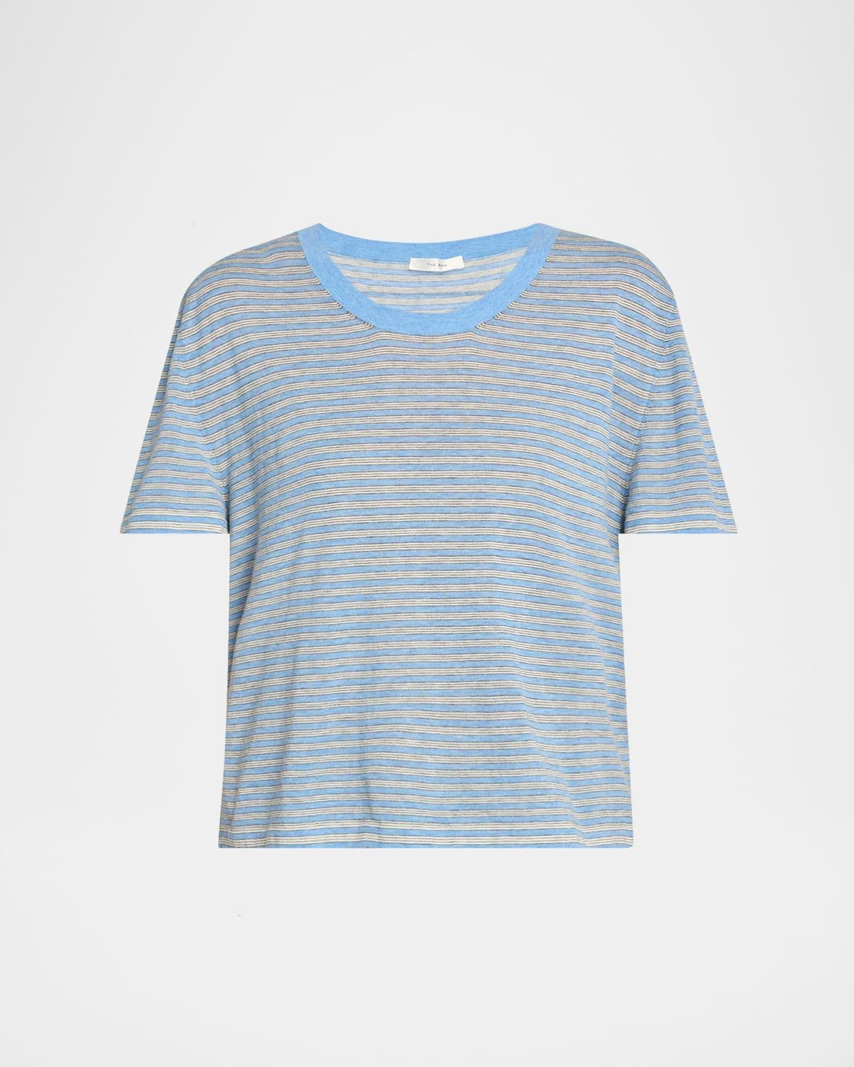 jansu striped short-sleeve cotton-cashmere top