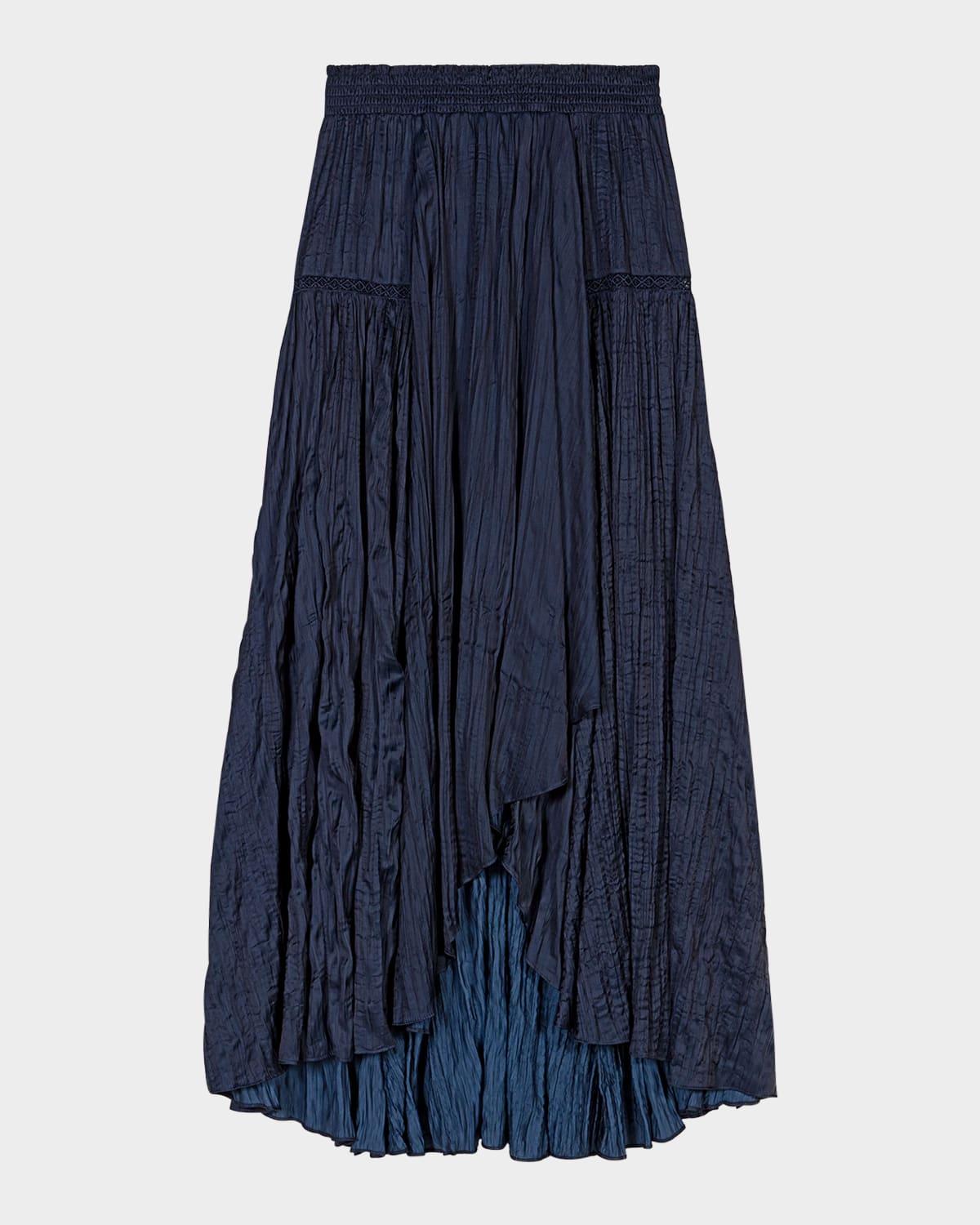 japri pleated satin-effect skirt