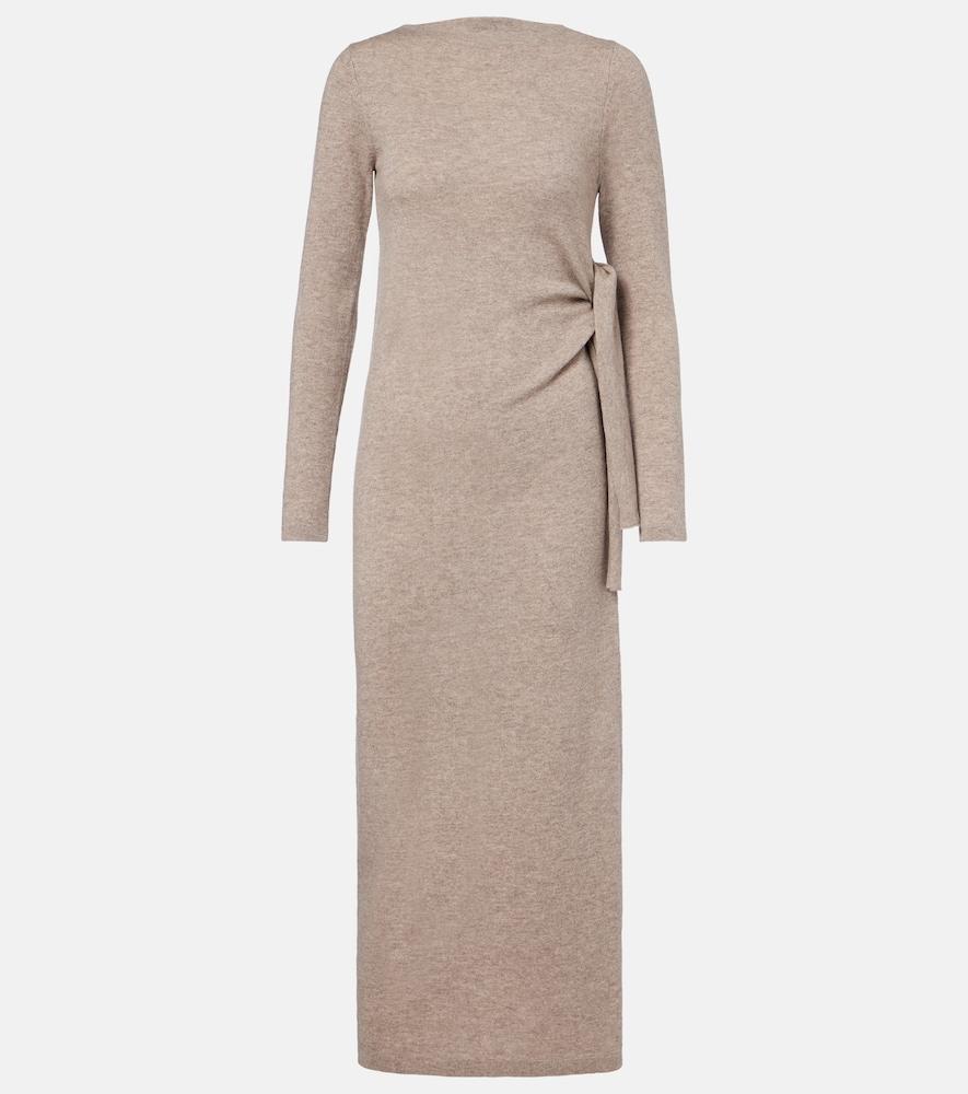 jardin des orangers gathered wool and cashmere midi dress