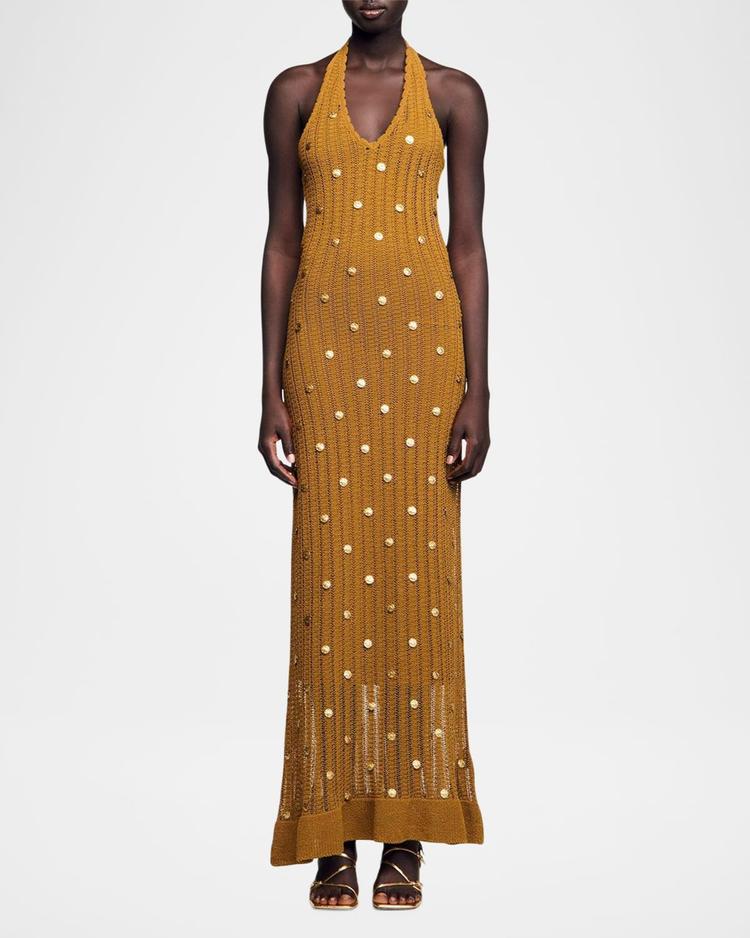 jasmine embellished knit halter dress