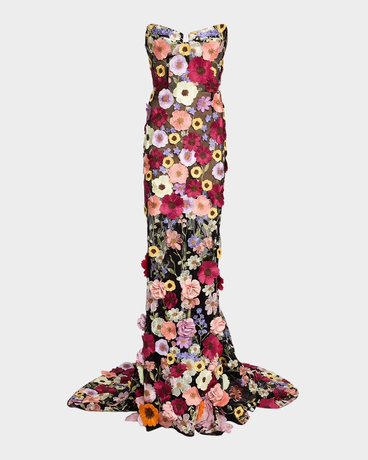 jasmine floral-embroidered mermaid gown
